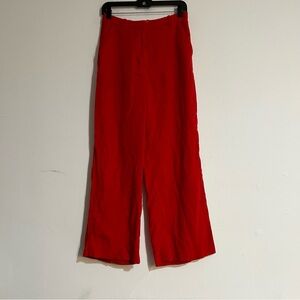 Abercrombie & FItch Red Sloane Linen Blend Tailored Wide Leg Pants 27 4 Short